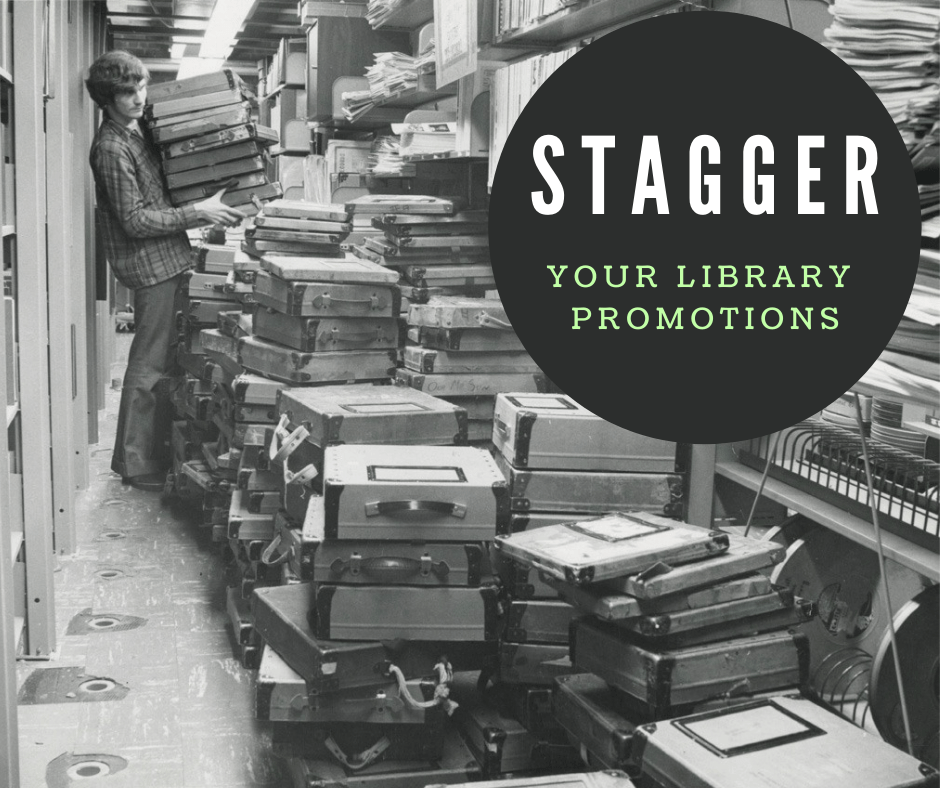 Shelver in the 16mm film area of the stacks, May 26th, 1974. Photo courtesy Public Library of Cincinnati and Hamilton County.